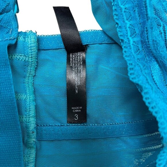 Torrid Lace Mesh Sheer Bralette Unlined Plunge Strappy Longline 3X 22-24 Teal - Picture 4 of 6